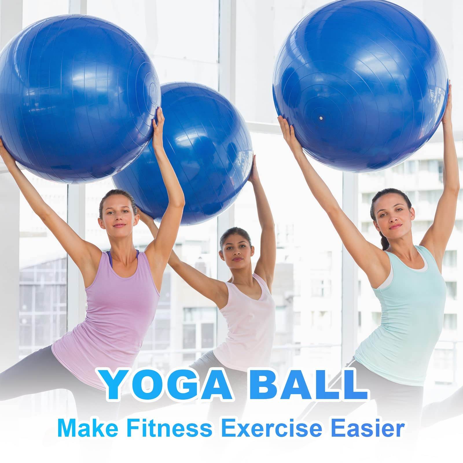 Jexine 6 Pcs Yoga Ball Exercise Ball PVC Stability Balance Yoga Ball Chair Quick Pump for Physical Workout Pregnancy Home Office Gym Equipment (Colorful,25.59 Inch) - zenfulharmony.com