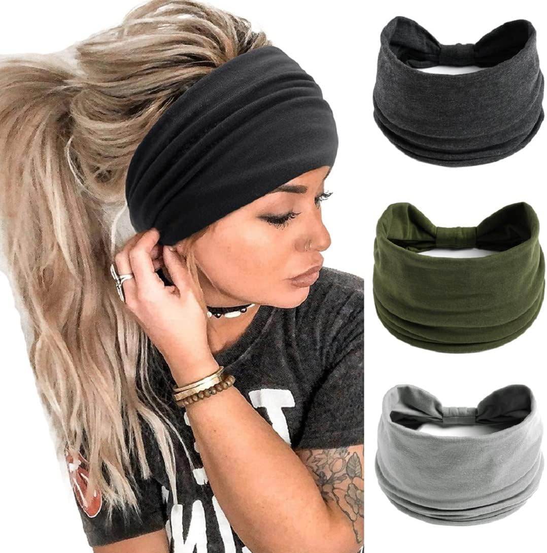 K-Elewon 3 Pack Women Wide Elastic Head Wrap Headband Sports yoga Hair Band - zenfulharmony.com