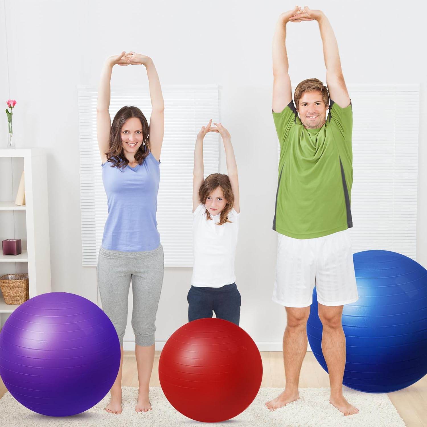 Honoson 3 Pcs Exercise Yoga Ball Large Pregnancy Fitness Ball Chair for Office Home Labor Gym Birth Balance, 55/65/75cm - zenfulharmony.com