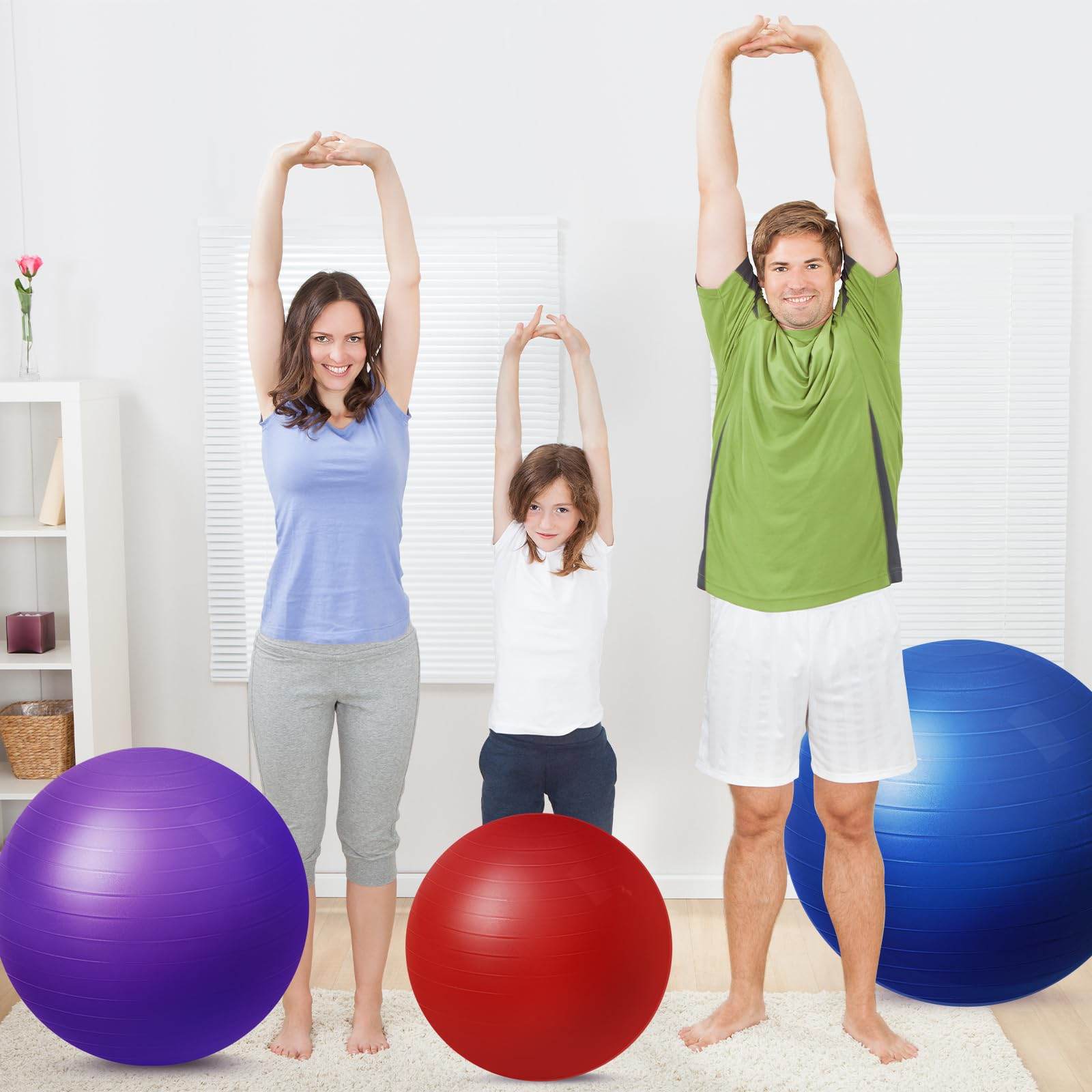 Honoson 3 Pcs Exercise Ball Large Yoga Ball Pregnancy Ball 3 Size Fitness Ball Multiple Sizes Yoga Ball Chair for Office Home Labor Gym Birth Balance, 55/65/75cm (Red, Blue, Dark Purple) - zenfulharmony.com
