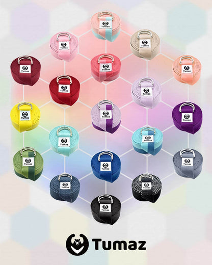 Tumaz Yoga Strap/Stretch Bands [15+ Colors, 6/8/10 Feet Options] with Extra Safe Adjustable D-Ring Buckle, Durable and Comfy Delicate Texture - Best for Daily Stretching, Physical Therapy, Fitness - zenfulharmony.com