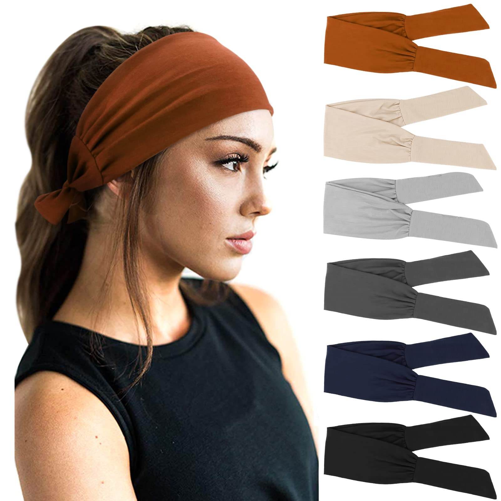 DRESHOW 6 PCS Adjustable Headbands for Women Knotted Headbands Elastic Non-Slip Fashion Hair Bands for Workout Sports Running Yoga - zenfulharmony.com