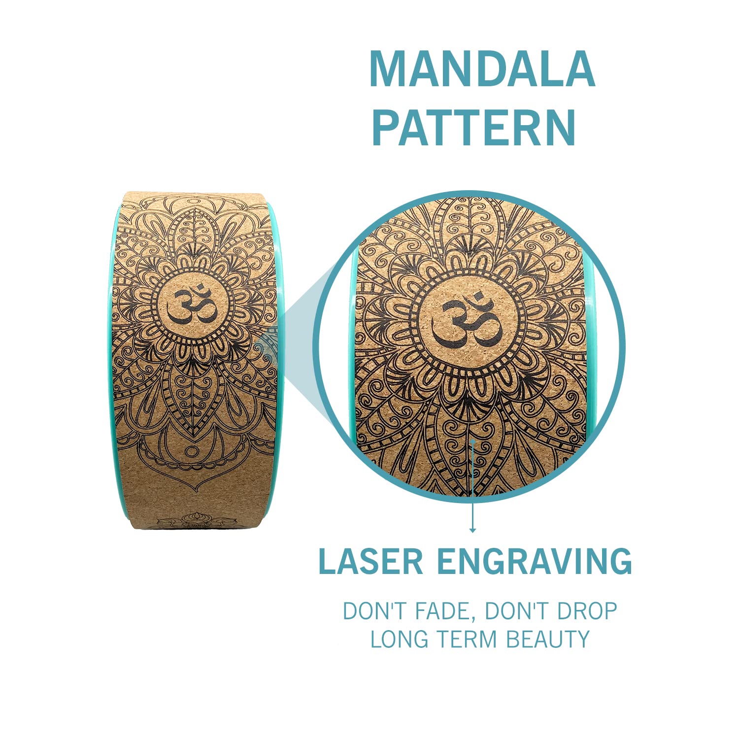 Aozora Yoga Wheel 13" with Most Detailed Book Step by Step Guide on How to Do 30+ Poses,! Perfect for Stretching and Improving Backbends (3 Pack - 6, 10 & 13" -Cork/Turquoise +strap) - zenfulharmony.com