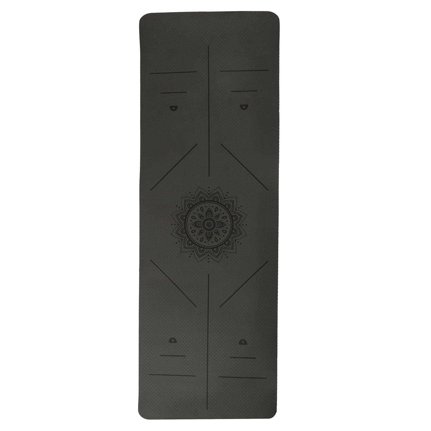 Yoga Mat with Alignment Marks - Lightweight Exercise Mat with Carry Strap for Home Workout or Travel by Wakeman Outdoors (Gray and Green) - zenfulharmony.com