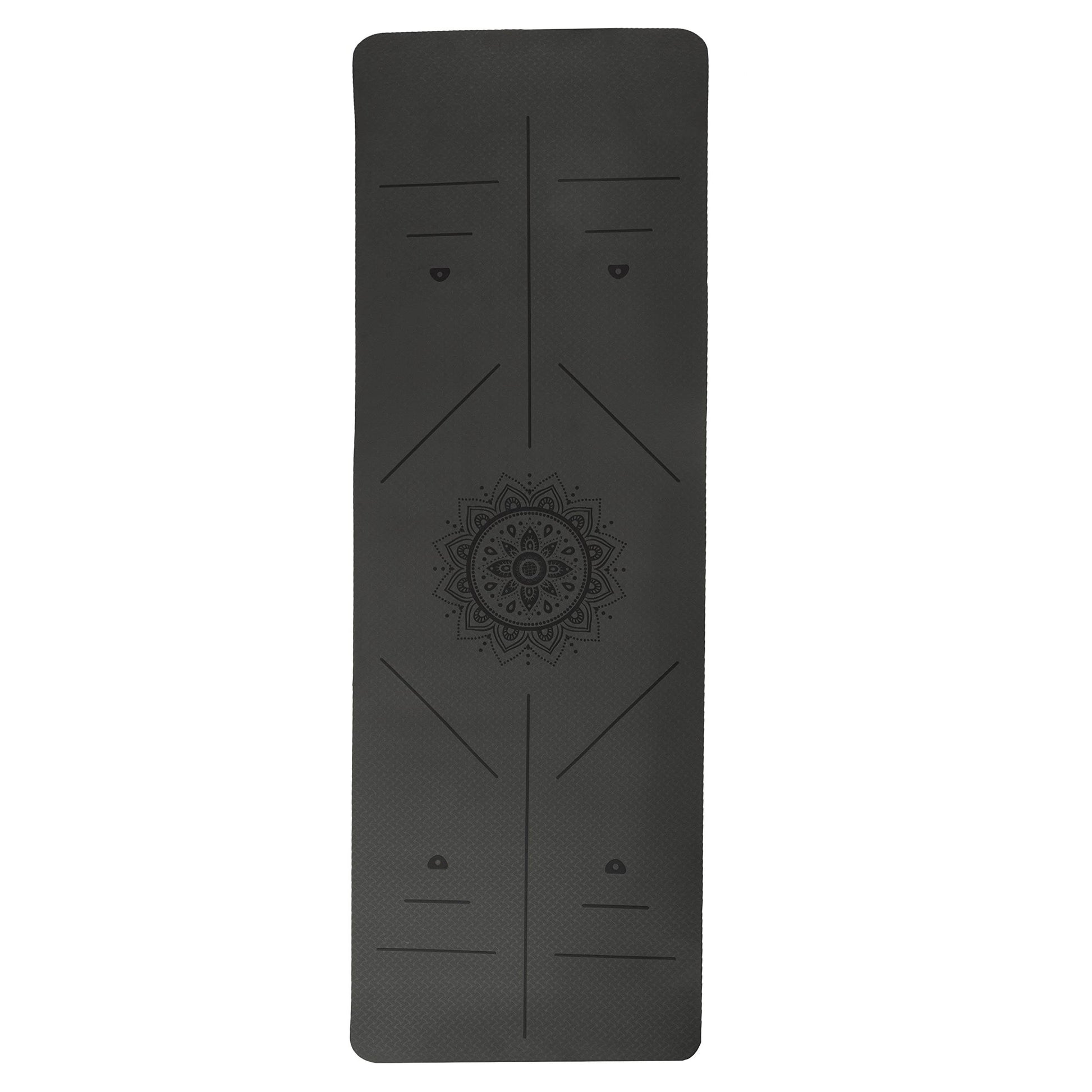 Yoga Mat with Alignment Marks - Lightweight Exercise Mat with Carry Strap for Home Workout or Travel by Wakeman Outdoors (Gray and Green) - zenfulharmony.com