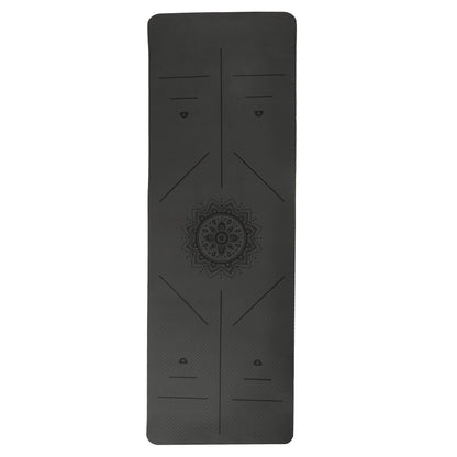 Yoga Mat with Alignment Marks - Lightweight Exercise Mat with Carry Strap for Home Workout or Travel by Wakeman Outdoors (Gray and Green) - zenfulharmony.com