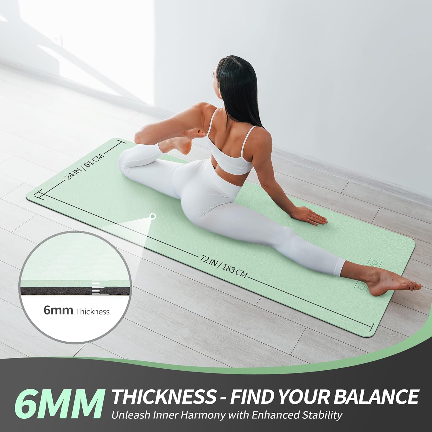 CAMBIVO Yoga Mat for Women Men Kids, 1/3 & 1/4 & 2/5 Inch Extra Thick Yoga Mat Non Slip, 72" x 24" TPE Yoga Mats, Workout Mat with Carrying Strap for Yoga, Pilates and Floor Exercises - zenfulharmony.com