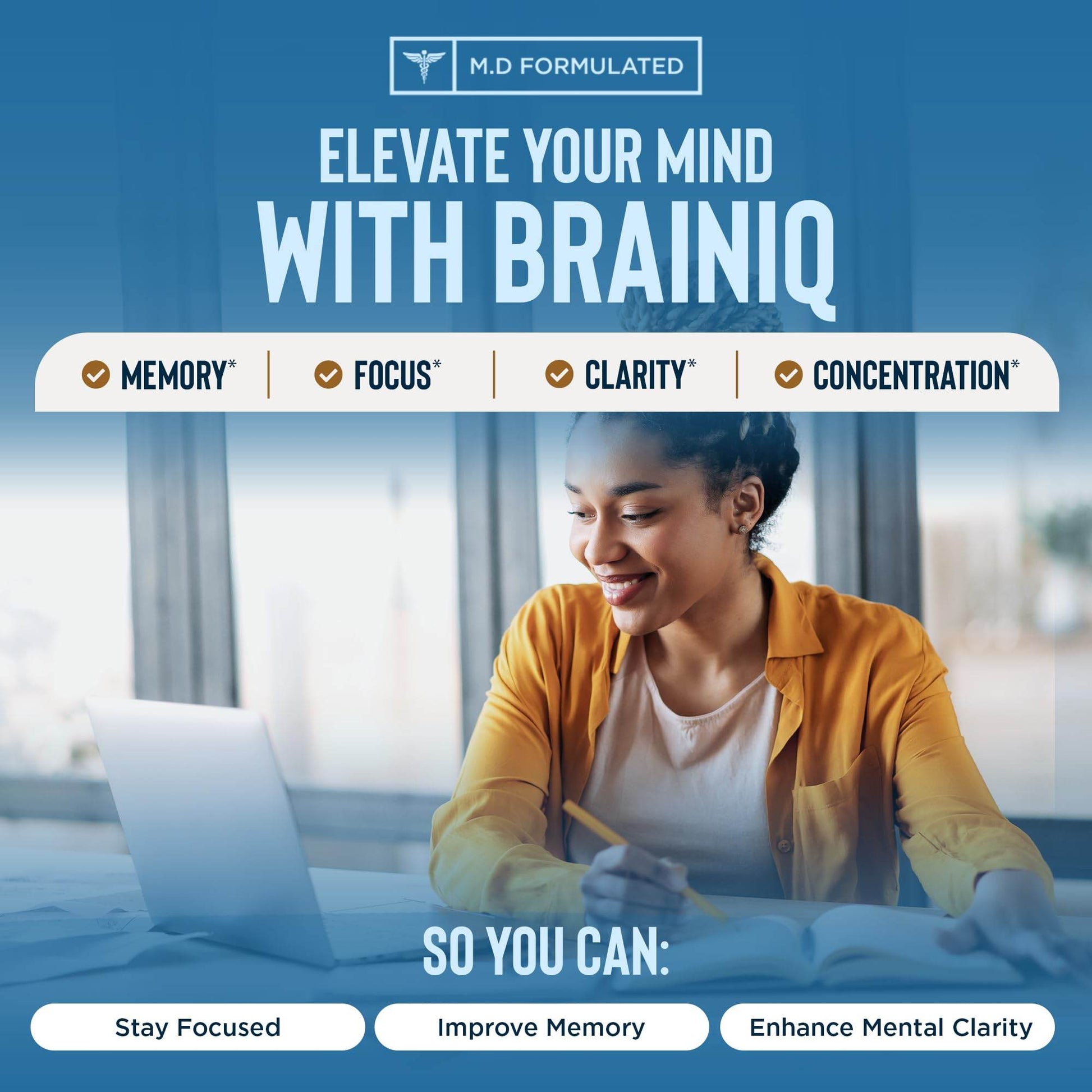 BrainIQ Nootropic Brain Supplements for Memory and Focus | Memory Supplement for Brain Health | Cognitive Supplement & Memory Pill with Lion's Mane, L-threonine & Coffee Extract | Vegan, 60 Capsules - zenfulharmony.com