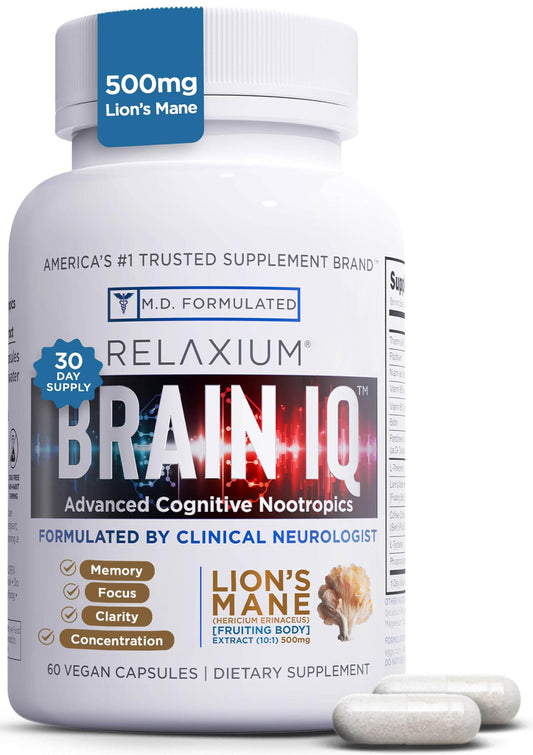 BrainIQ Nootropic Brain Supplements for Memory and Focus | Memory Supplement for Brain Health | Cognitive Supplement & Memory Pill with Lion's Mane, L-threonine & Coffee Extract | Vegan, 60 Capsules - zenfulharmony.com