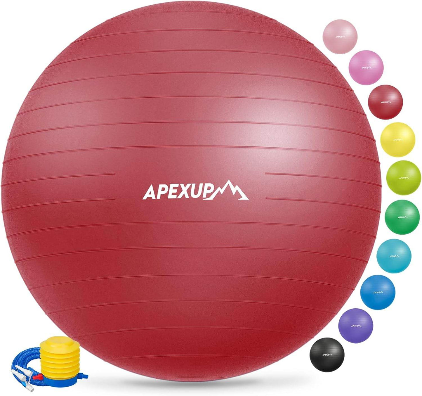 APEXUP Yoga Ball Exercise Ball, Pilates Ball, Anti Slip Stability Ball, Heavy Duty Gym Ball for Fitness, Balance, Core Workout, Physical Therapy - zenfulharmony.com
