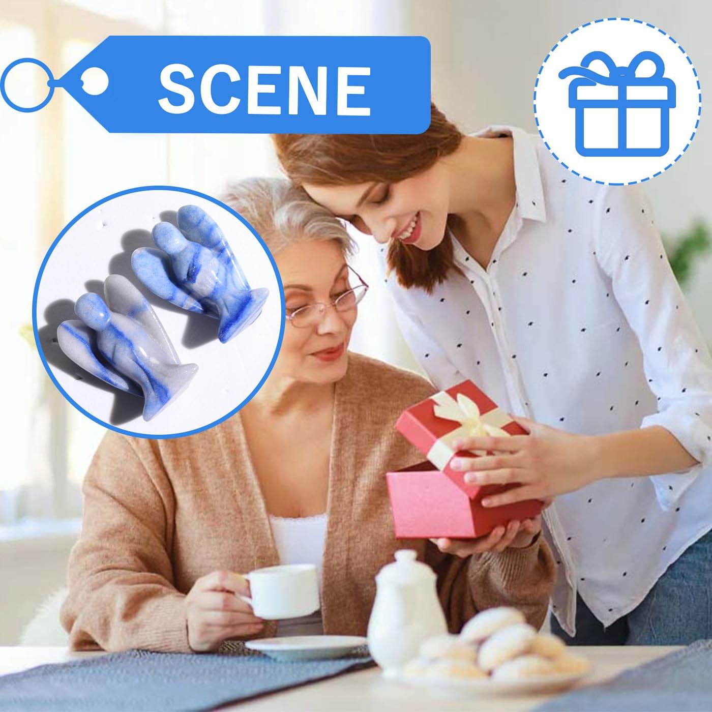 QINJIEJIE Blue Aventurine Crystals Angel Decor Peace Angel Statue Stone Guardian Angel Healing Hand Carved Natural Gemstones Pocket Figurines Room Home Office Decorations Gifts for Women - zenfulharmony.com