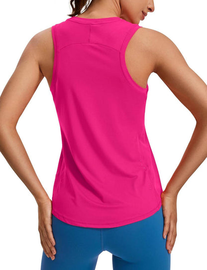 CRZ YOGA Lightweight Racerback Tank Tops for Women High Neck Workout Athletic Running Sleeveless Shirts - zenfulharmony.com