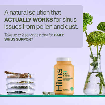 Hilma Natural Sinus Support – All Day Allergy & Sinus Relief from Pollen & Dust w/Butterbur, Stinging Nettles & Spirulina - Non-Drowsy - Organic, Clinically Proven Ingredients - 120 Vegan Capsules - zenfulharmony.com