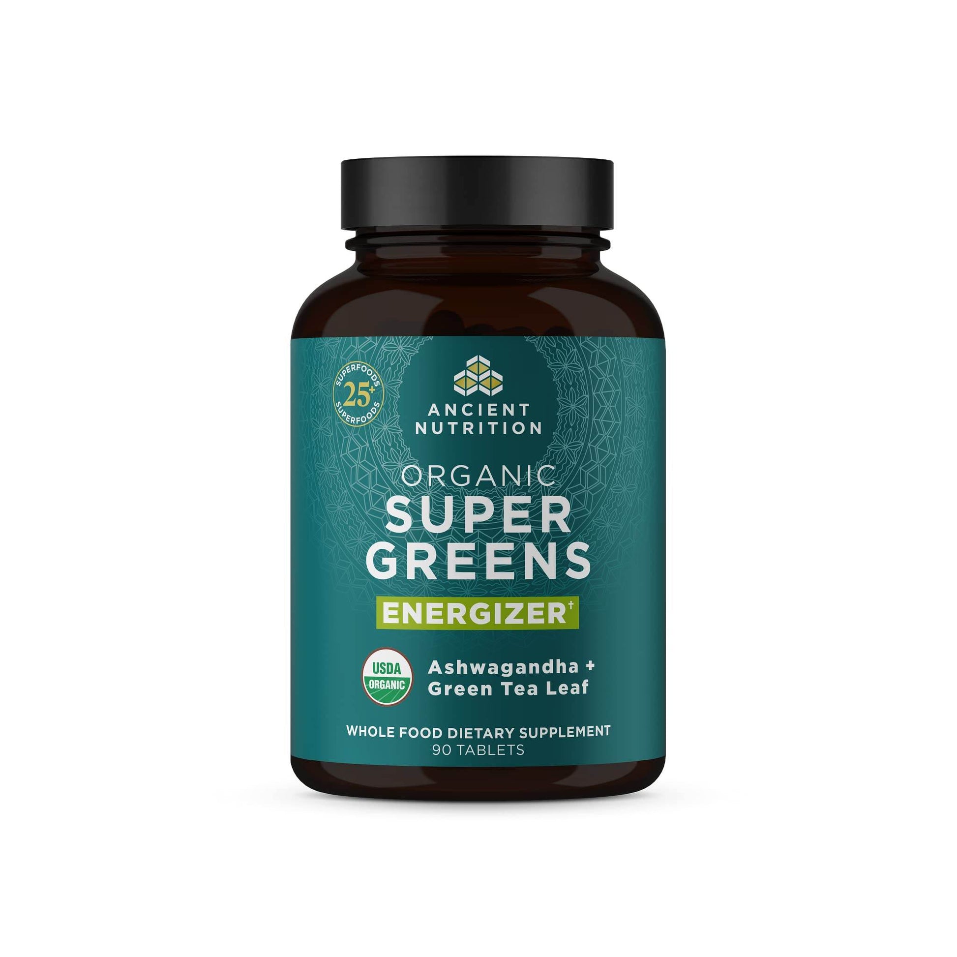 Ancient Nutrition Supergreens Energizer Tablets, Organic Superfood Tablets with Caffeine, Made from Real Fruits, Vegetables and Herbs, for Digestive and Energy Support, 90 Count - zenfulharmony.com