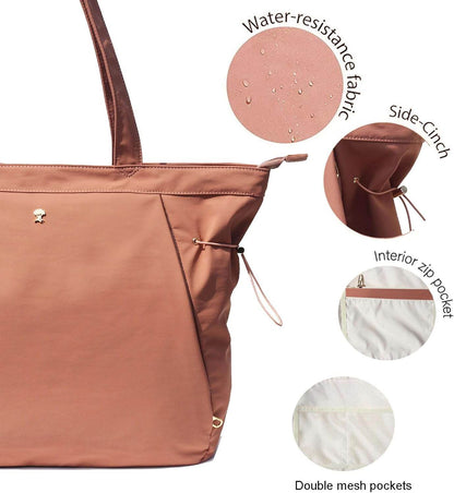 ESVAN Yoga Tote Bag for Women Shoulder Bags Drawstring for Office Workout Travel Carryall Pilates Gym and Beach - zenfulharmony.com