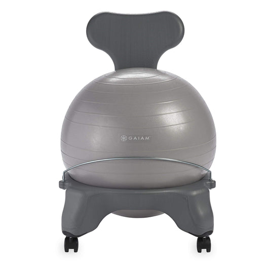Gaiam Classic Balance Ball Chair – Exercise Stability Yoga Ball Premium Ergonomic Chair for Home and Office, Cool Grey, 24-25" Sitting Height - zenfulharmony.com