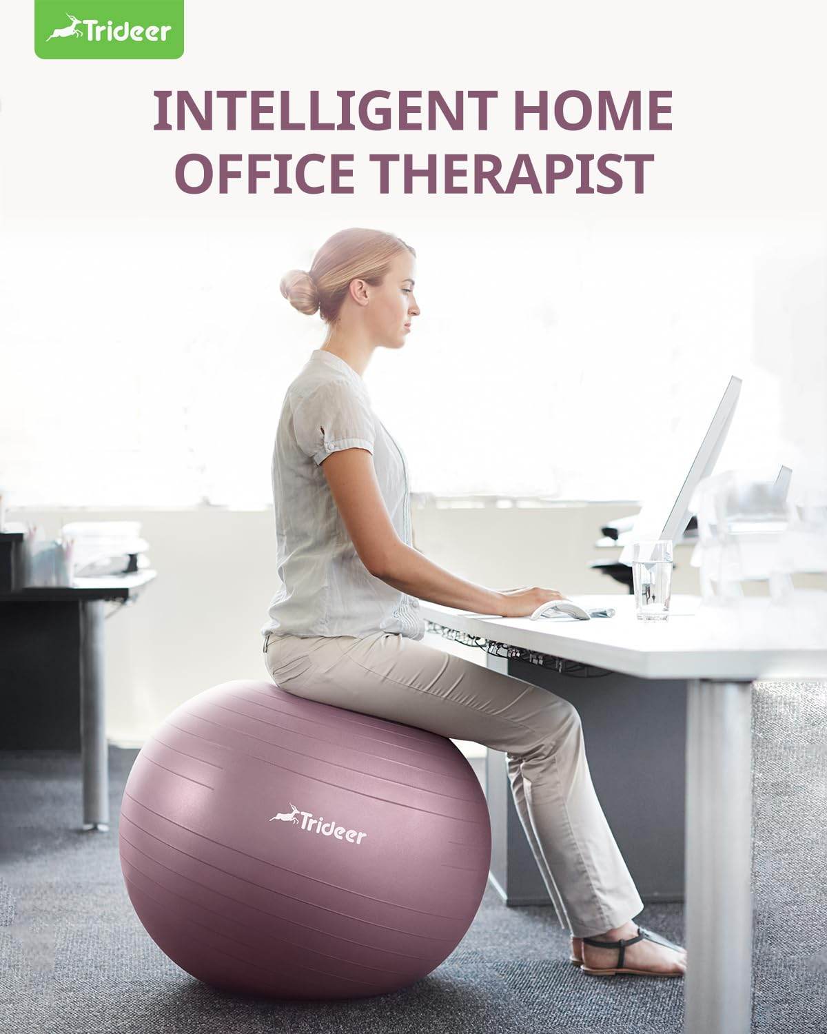 Trideer Yoga Ball - Exercise Ball for Workout pilates Stability - Anti-Burst and Slip Resistant for physical therapy, Birthing, Stretching & Core Workout, Office Ball Chair, Flexible Seating, Home Gym - zenfulharmony.com