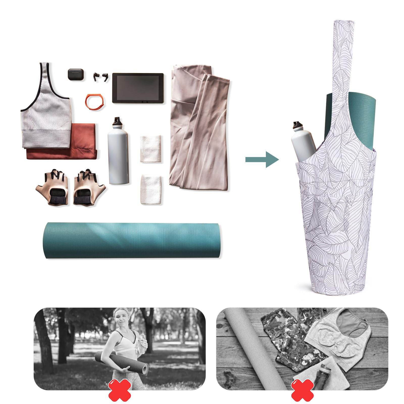 IwIeIaIrI Yoga Mat Bag - Gym Accessories For Women, Large Exercise Mat Straps Yoga Bags And Carriers Fits Most Your Workout Stuff - zenfulharmony.com
