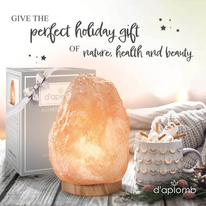 d'aplomb 100% Authentic Natural Himalayan Salt Lamp; Large Hand Carved Natural Chunk Pink Crystal Rock Salt from Himalayan Mountains; Dimmer Cord; 12 lbs - zenfulharmony.com