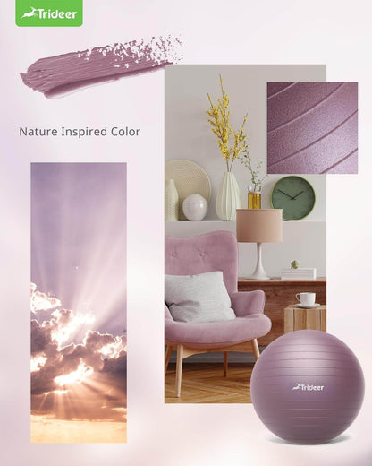 Trideer Yoga Ball - Exercise Ball for Workout pilates Stability - Anti-Burst and Slip Resistant for physical therapy, Birthing, Stretching & Core Workout, Office Ball Chair, Flexible Seating, Home Gym - zenfulharmony.com