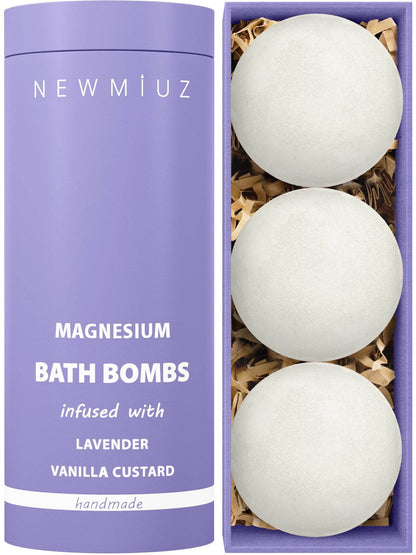 Magnesium Lavender Vanilla Fizzing Bath Bomb Luxury Bath Gift Set - Sensitive Skin Formula for A Spa Relaxation Bath - Moisturizing Shea Butter - Stress Relief Gift for Women Christmas Birthday - zenfulharmony.com