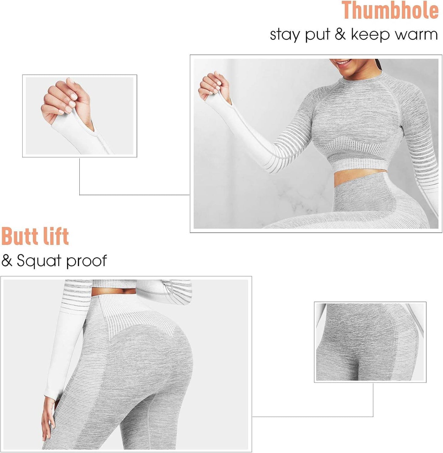 JOYMODE Workout Sets for Women 2 Piece High Waist Seamless Leggings and Crop Top Yoga Outfit - zenfulharmony.com