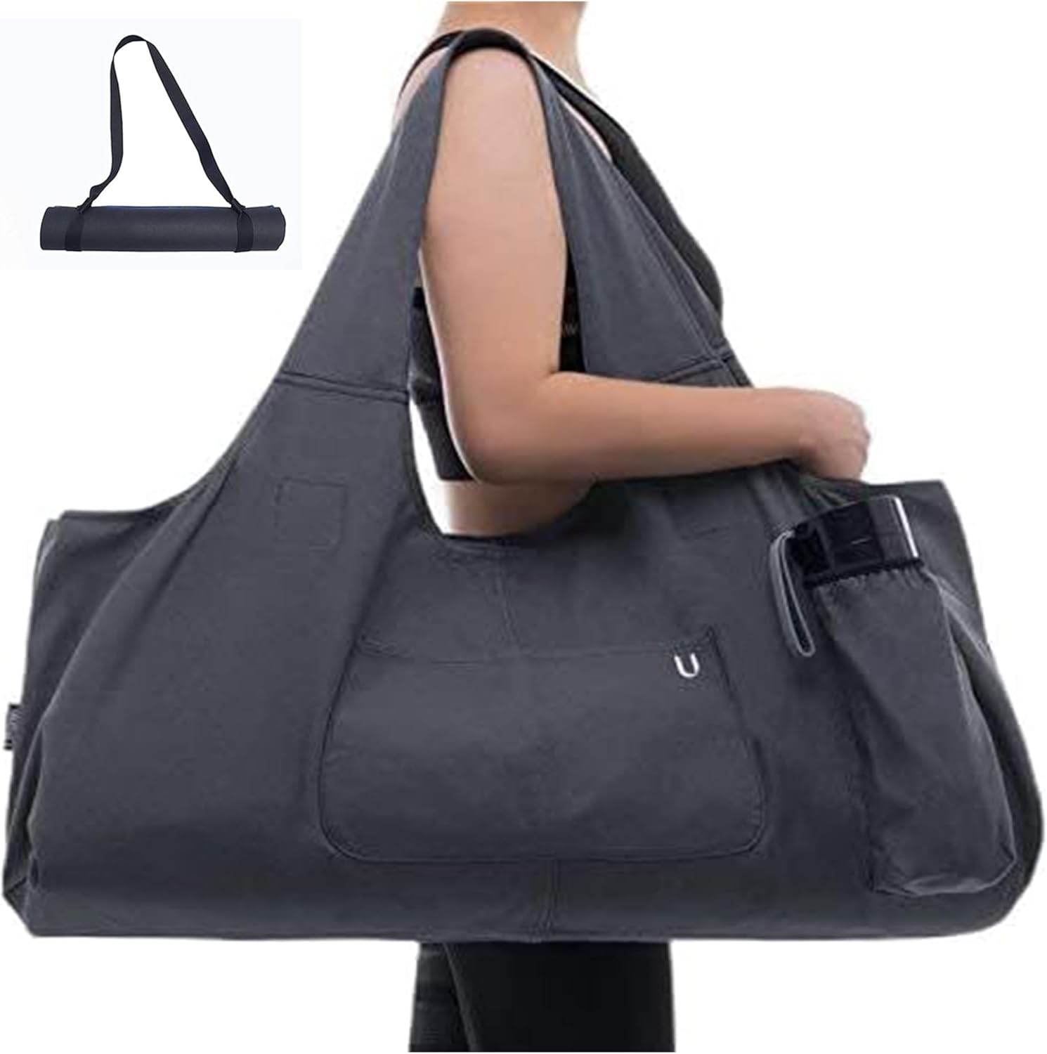 Yoga Mat Bag Large Yoga Mat Tote Sling Carrier with 4 Pockets Fits All Size Mats With Multi-Functional Storage Pockets Light And Durable（With Yoga Mat Carrying Strap） - zenfulharmony.com