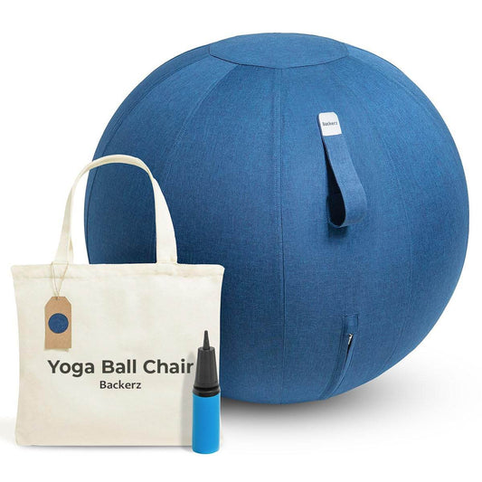 Backerz Balance Ball Chair for Office & Home - Ergonomic Exercise Ball for Posture & Back Pain Relief, Yoga Ball Chair - Sitting Ball with Washable Linen Cover - zenfulharmony.com