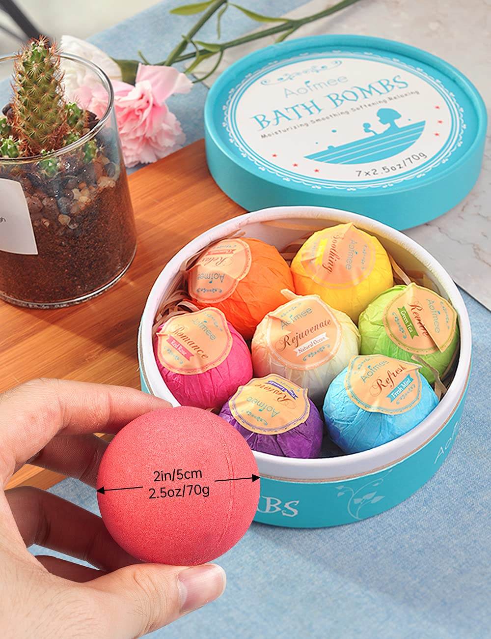 Aofmee Bath Bombs, 7 Bath Bombs for Women, Handmade Bathbombs for Kids Girls, Mothers Day Gifts for Mom, Spa Relaxation Gifts for Her, Birthday Valentines Christmas Gifts for Women Who Have Everything - zenfulharmony.com