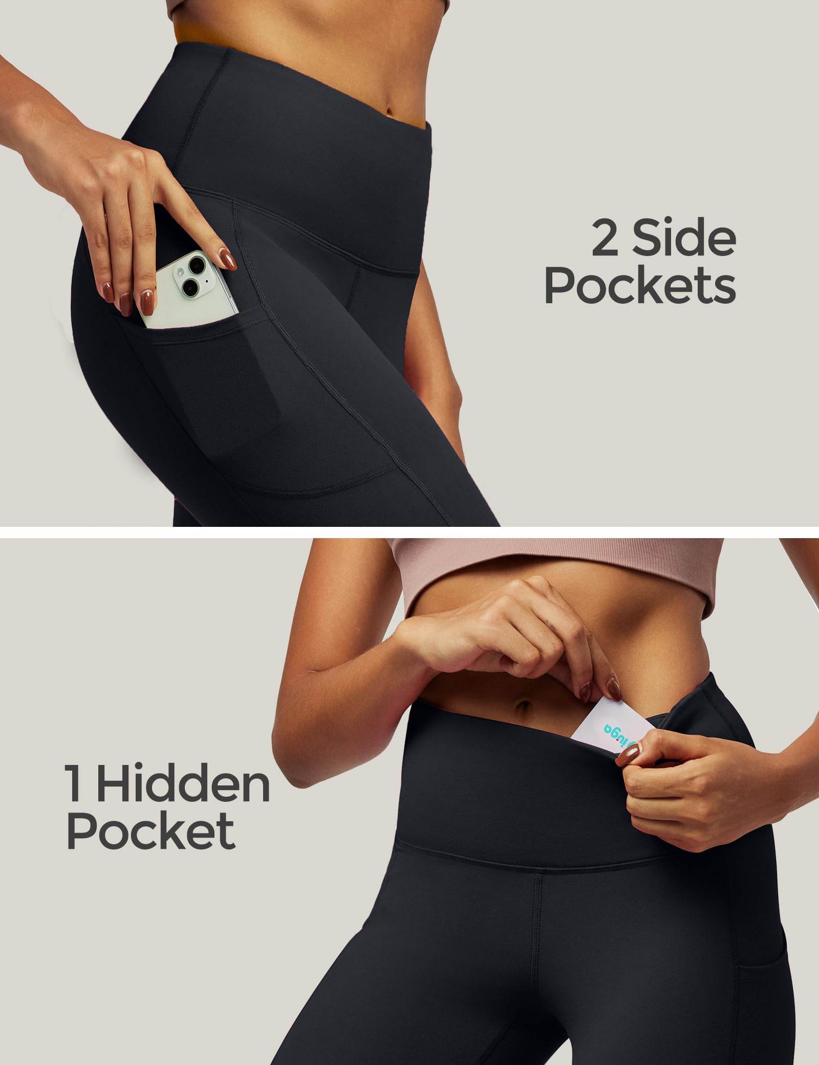 IUGA High Waist Yoga Pants with Pockets, Leggings for Women Tummy Control, Workout Leggings for Women 4 Way Stretch Black - zenfulharmony.com