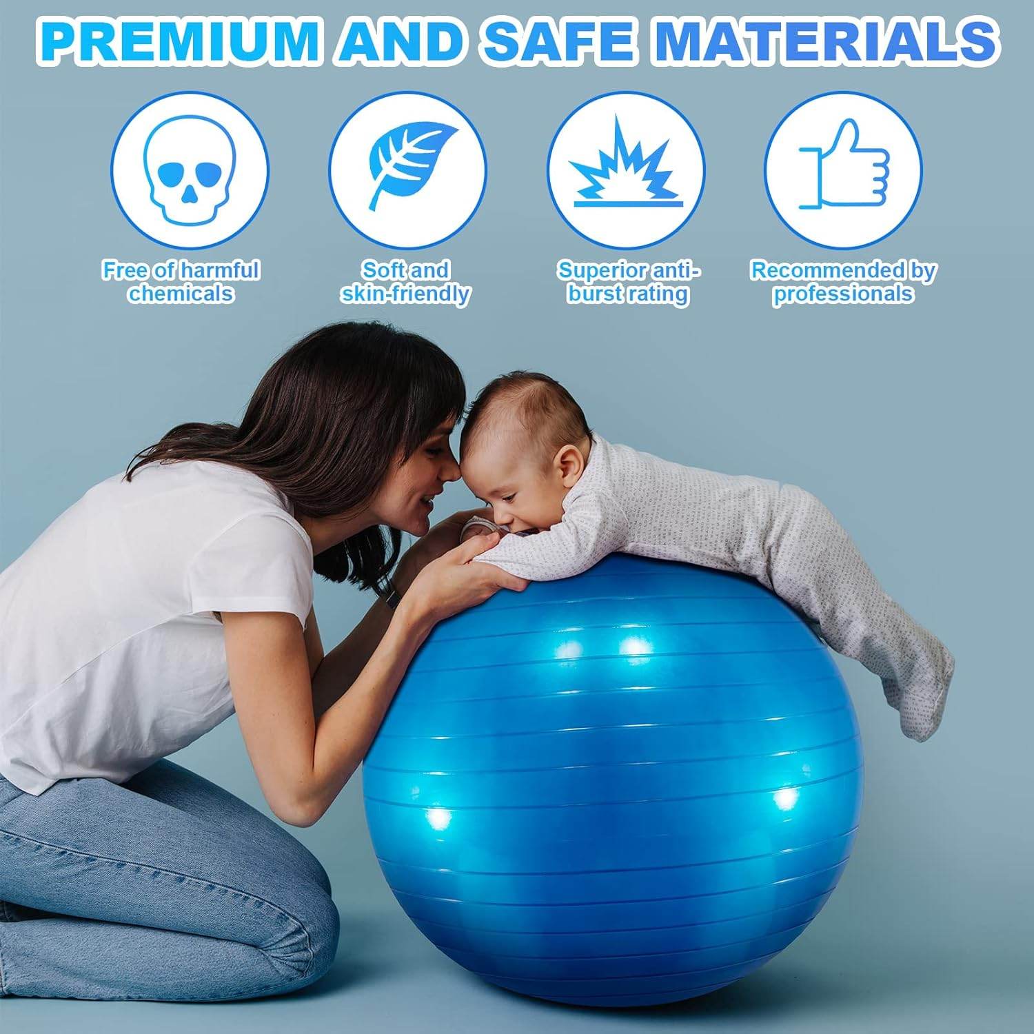 Jexine 6 Pcs Yoga Ball Exercise Ball PVC Stability Balance Yoga Ball Chair Quick Pump for Physical Workout Pregnancy Home Office Gym Equipment - zenfulharmony.com