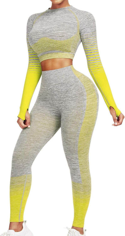 JOYMODE Workout Sets for Women 2 Piece High Waist Seamless Leggings and Crop Top Yoga Outfit - zenfulharmony.com