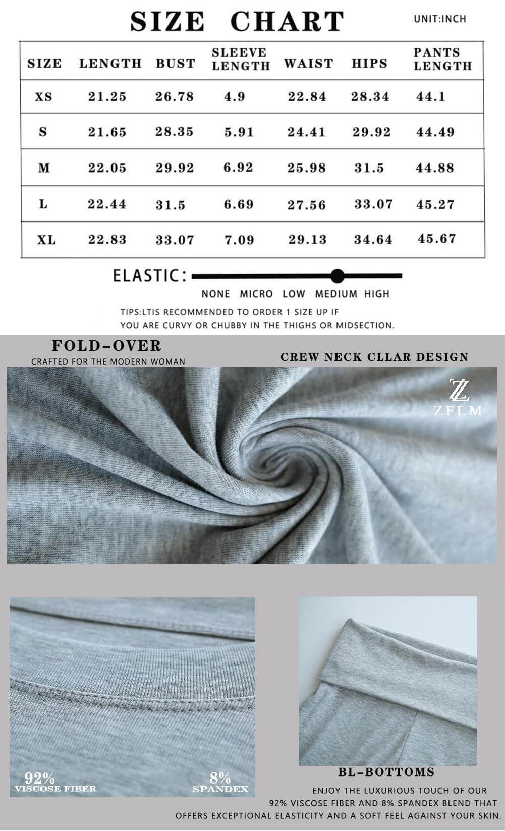 ZFLM Casual Workout Two Piece Outfits for Women Short Sleeve Crop High Waist Foldover Flare Pants Tracksuit Sets Streetwear - zenfulharmony.com