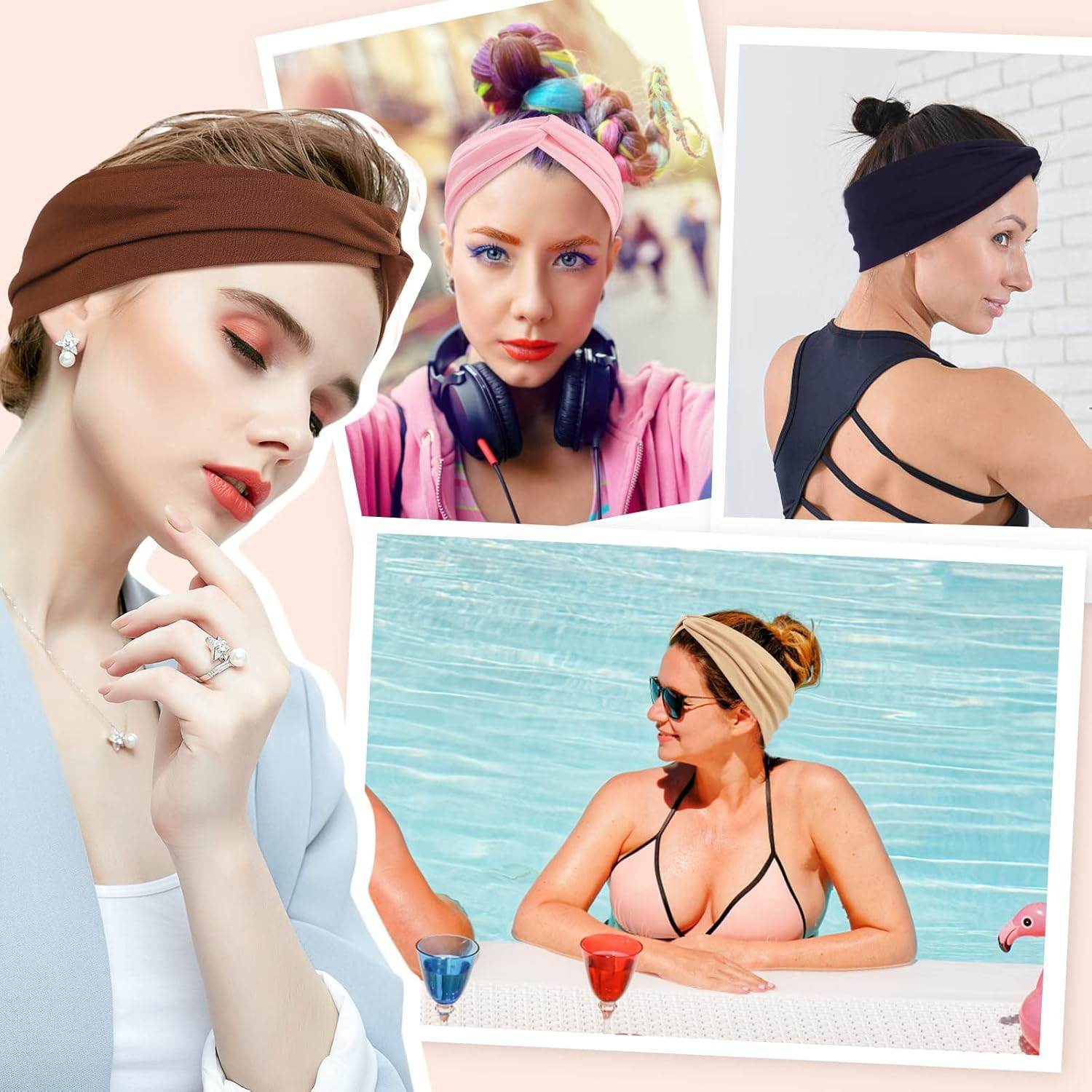 12 Pcs Stretchy Headbands for Women, Absorbed Sport Headband Soft Twist Knotted Headbands for Daily Life Yoga Workout - zenfulharmony.com