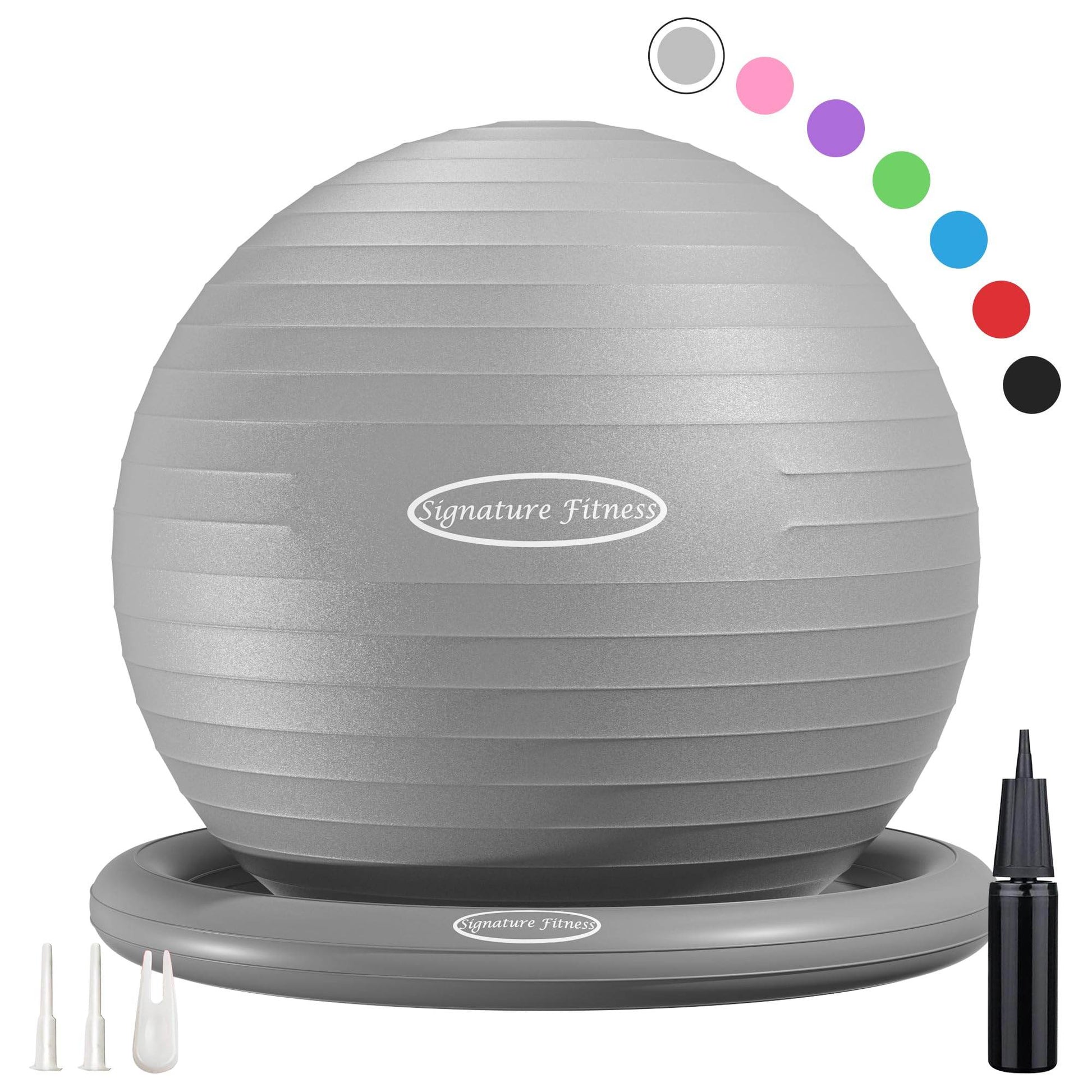 Fitvids Balance Ball with Base Kit, 65cm 26-inch Yoga Ball Chair, Exercise Ball with Inflatable Ring Base for Home or Office Desk, Includes Air Pump, Gray - zenfulharmony.com
