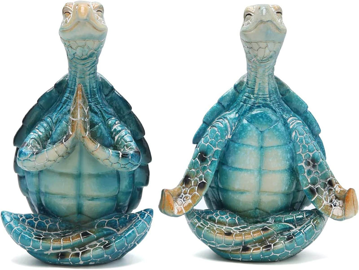 2Pcs Sea Turtle Meditating Yoga Statues Beach Room Decor Yoga Sea Turtle Figurine Resin Zen Turtle Spiritual Spring Garden Turtle Crafts Turtle Figurine for Home Office Bedroom Unique Beachy Decor - zenfulharmony.com