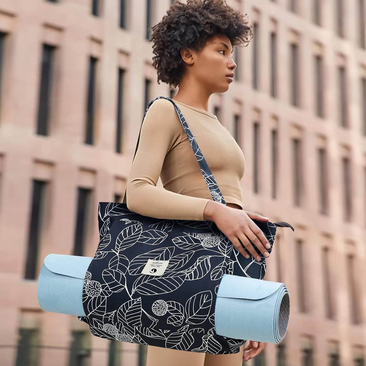 WLLWOO WLLWOO Yoga Bags for Women with Yoga Mats Bags Carrier Carryall Canvas Tote for Pilates Shoulder for Travel Office Beach Workout - zenfulharmony.com