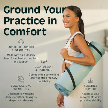 Retrospec Solana Yoga Mat 1" Thick With Nylon Carry Strap for Men & Women - Non Slip Exercise Mat for Home Yoga, Pilates, Stretching, Floor & Fitness Workouts - zenfulharmony.com
