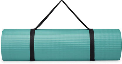 Gaiam Essentials Thick Yoga Mat Fitness & Exercise Mat with Easy-Cinch Yoga Mat Carrier Strap, 72"L x 24"W x 2/5 Inch Thick - zenfulharmony.com