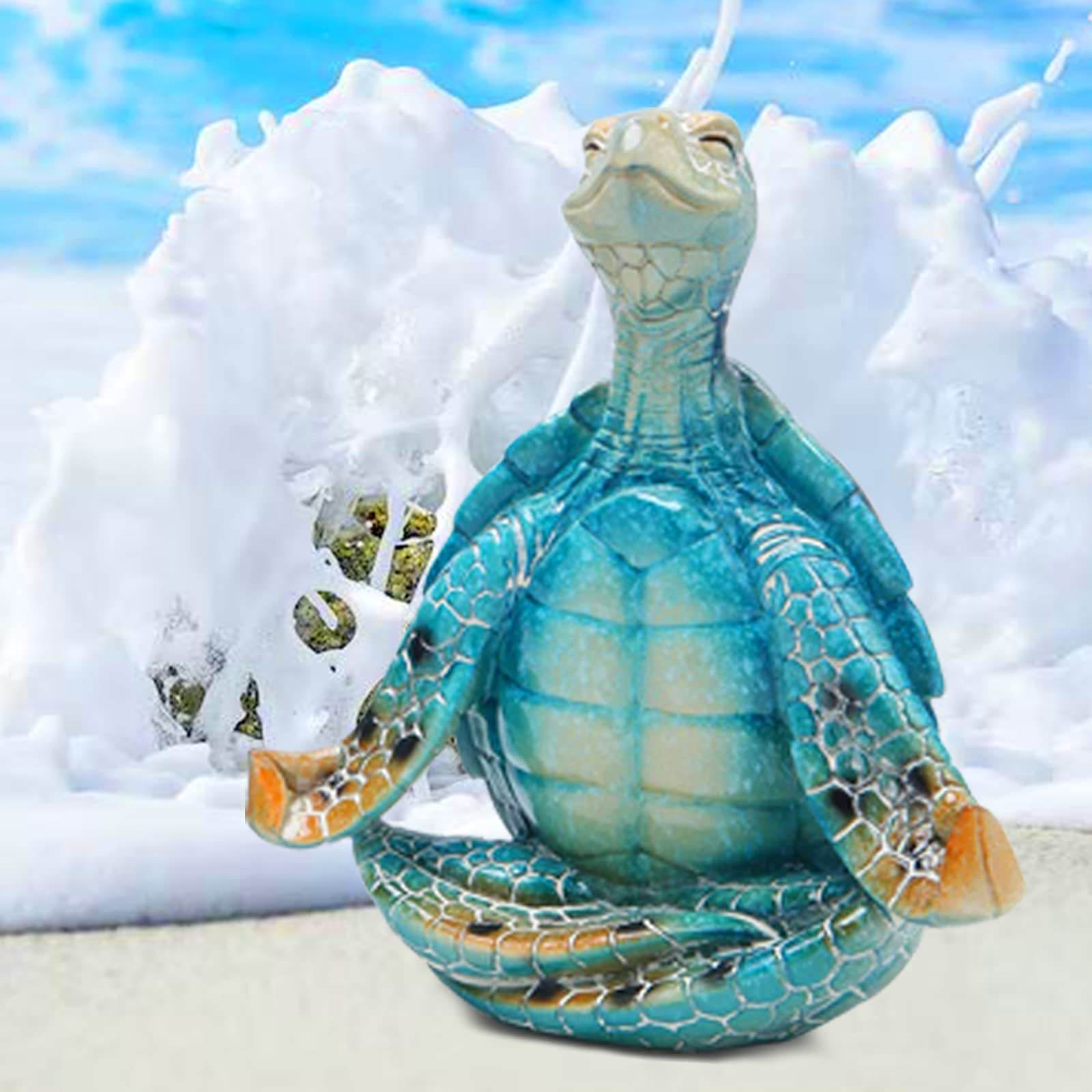 2Pcs Sea Turtle Meditating Yoga Statues Beach Room Decor Yoga Sea Turtle Figurine Resin Zen Turtle Spiritual Spring Garden Turtle Crafts Turtle Figurine for Home Office Bedroom Unique Beachy Decor - zenfulharmony.com