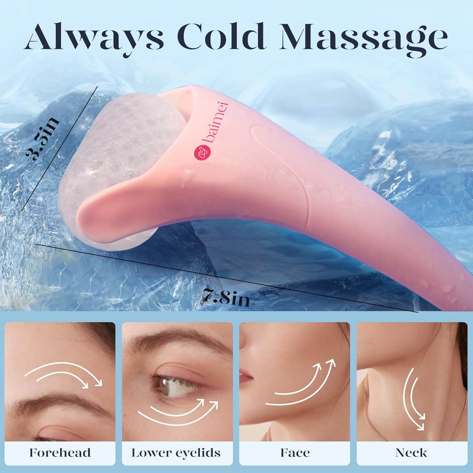 BAIMEI IcyMe Ice Roller for Face Women and Gua Sha Facial Tool Set, Ice Face Roller Reduces Puffiness, Relieves Migraines, Skin Care Tools, Self Care Gift for Women - Pink - zenfulharmony.com