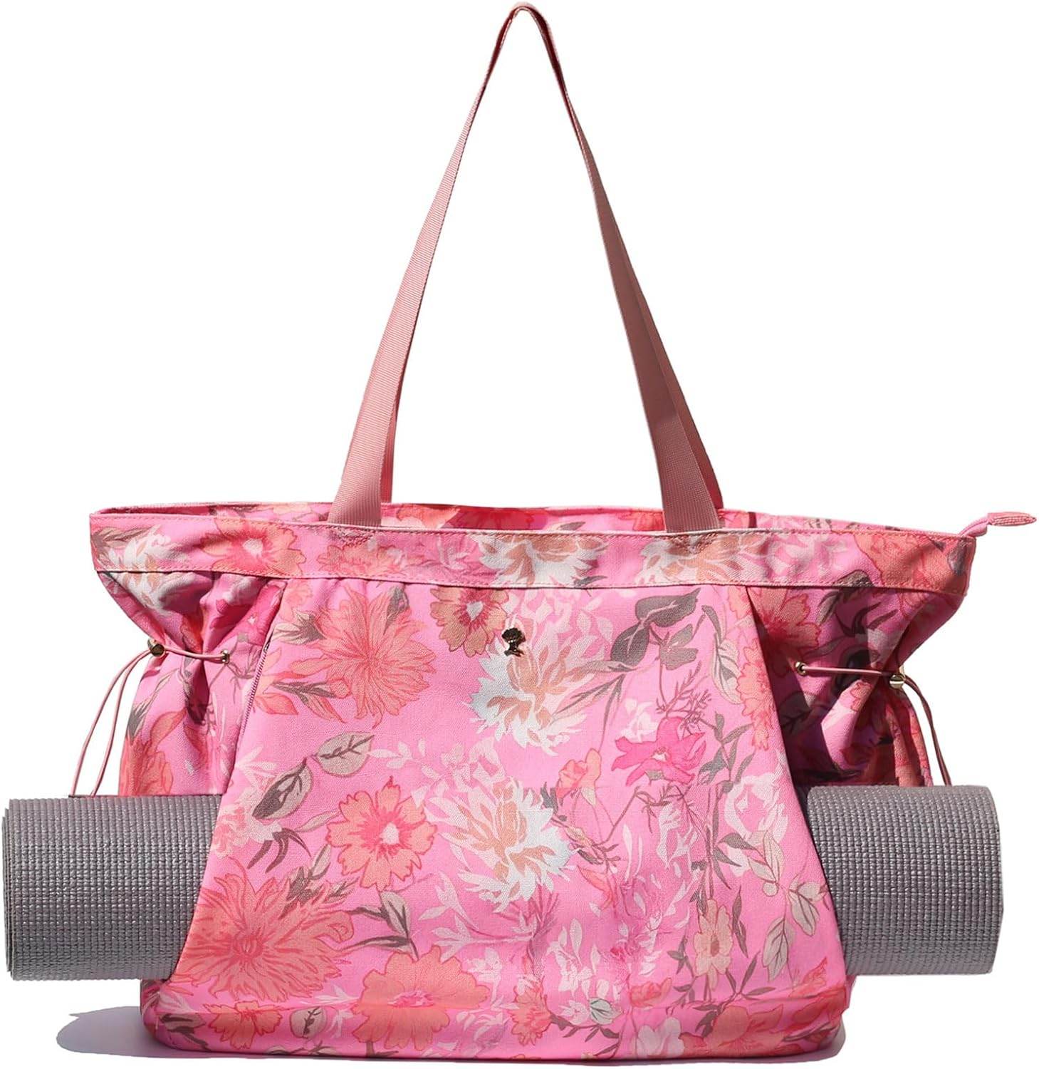 ESVAN Yoga Tote Bag for Women Shoulder Bags Drawstring for Office Workout Travel Carryall Pilates Gym and Beach - zenfulharmony.com