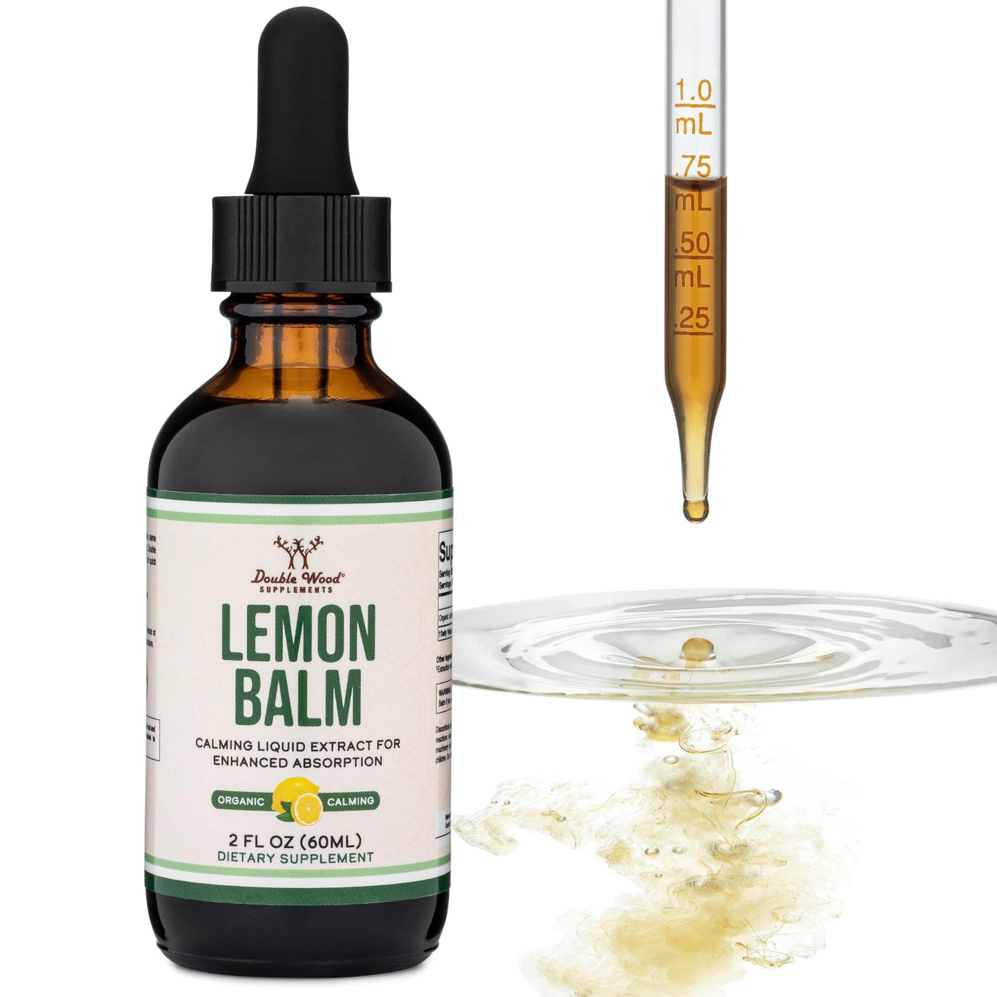 Double Wood Supplements Lemon Balm Tincture - Organic Lemon Balm Drops for Relaxation 590mg - 2FL OZ, 120 Servings (Better Absorbed Than Capsules, Great Addition to Lemon Balm Tea) for Relaxation - zenfulharmony.com