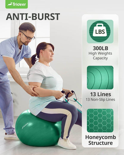 Trideer Exercise Ball for Physical Therapy & Workout - Swiss Ball for Core Strength & Balance - zenfulharmony.com