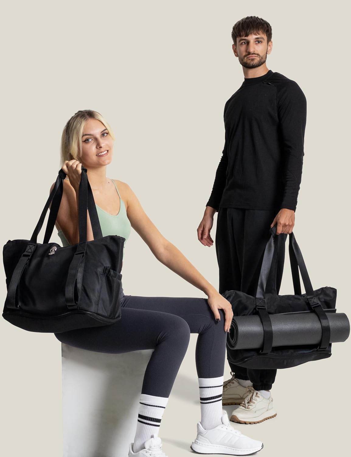 Yoga Mat Carrier - Expandable, Built-In Mat Straps, Water & Shock Resistant Laptop Pocket. Yoga Travel Bag with Luggage Sleeve, Gym Bags For Men & Women, Large Yoga Mat Tote Bag - zenfulharmony.com