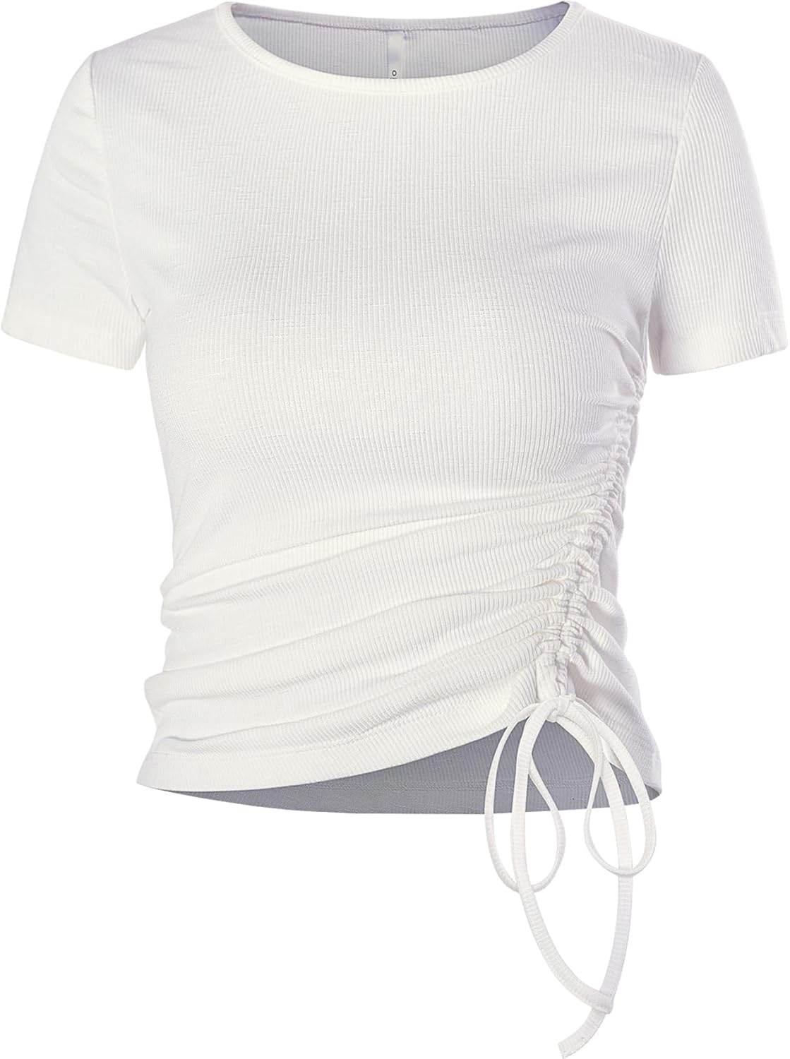Womens Long/Short Sleeve Workout Tops Ruched Side Yoga Atheltic Shirt Slim Fitted - zenfulharmony.com