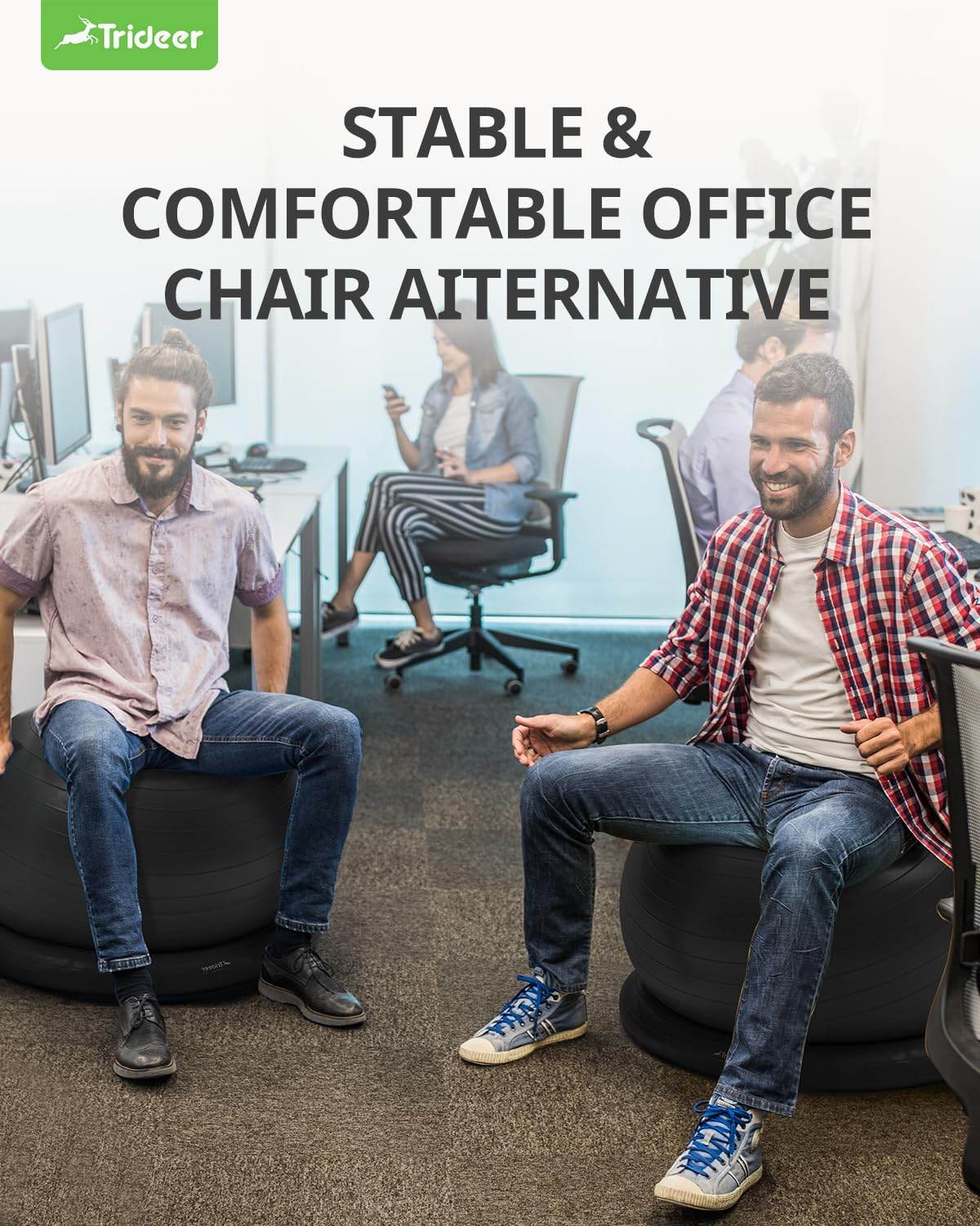 Trideer Ball Chair Yoga Ball Chair Exercise Ball Chair with Base for Home Office Desk, Stability Ball & Fitness Ball Seat to Relieve Back Pain, Home Gym Workout Ball for Abs, Pregnancy Ball with Pump - zenfulharmony.com