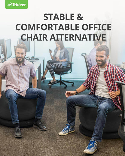 Trideer Ball Chair Yoga Ball Chair Exercise Ball Chair with Base for Home Office Desk, Stability Ball & Fitness Ball Seat to Relieve Back Pain, Home Gym Workout Ball for Abs, Pregnancy Ball with Pump - zenfulharmony.com