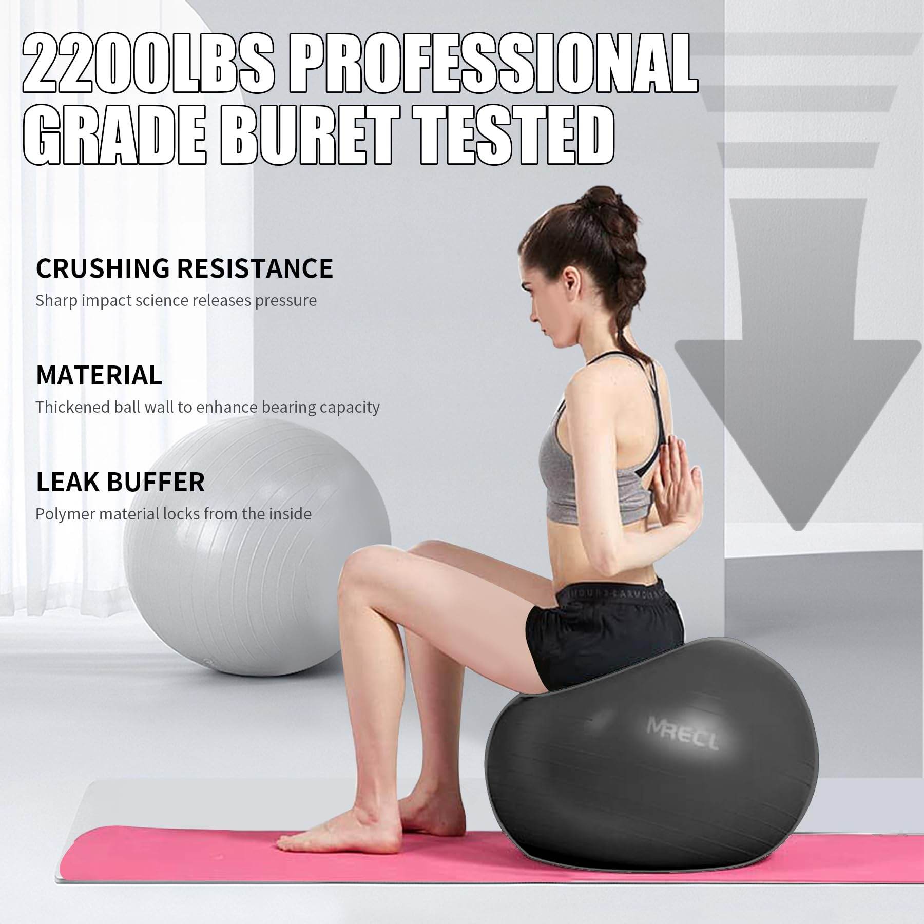 MRELC Ball Yoga kit 30in Anti-Burst with Peanut Massage Ball - Exercise Core Sliders - Slip Resistant Stability Balance Ball for Fitness, Pilater&Yoga - with Quick Pump (Black) - zenfulharmony.com