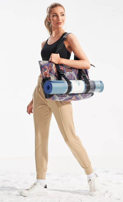 Heathyoga Multi-Functional Yoga Mat Carrier Gym Tote Bag - Large Mat Pocket, Women's Workout Bag - zenfulharmony.com